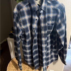 Vintage L.L. Bean Men's blue Plaid Shirt